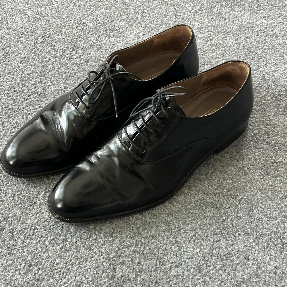 Bostonian Black Patent Leather Oxford Dress Shoes Mens 9.5 M Made In Italy